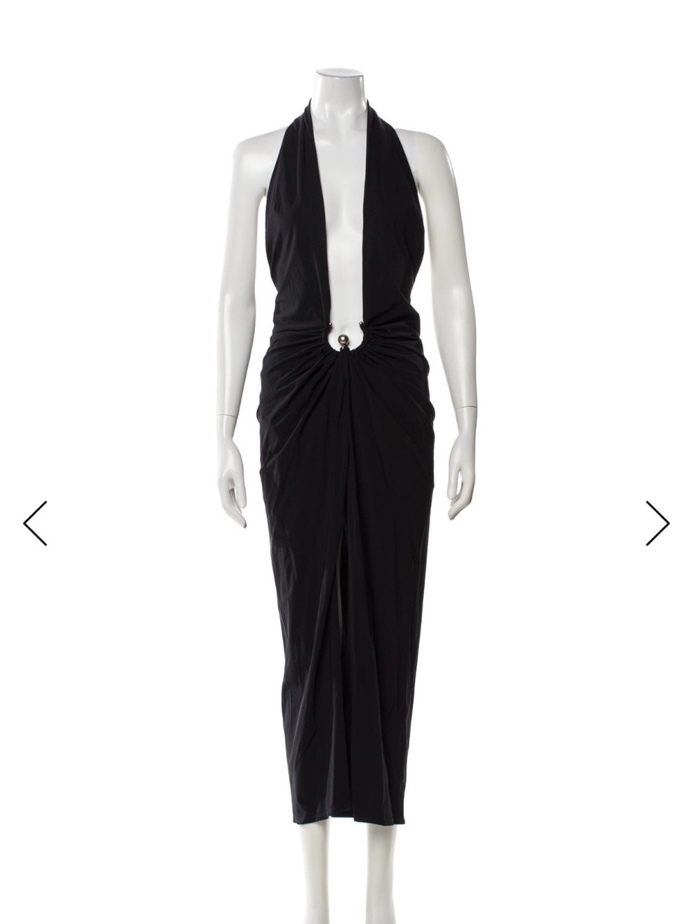 Christopher Esber Halter Plunge Midi Dress with Ring Detail - Picture 3 of 5